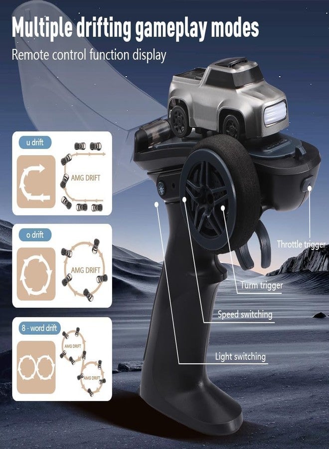 FEXXA سيارة FEXXA Dash للتحكم عن بعد | 2.4 جيجاهرتز، مقياس 1:64 | سيارات تحكم عن بعد، لعبة سيارة تحكم عن بعد، سيارات دريفت للتحكم عن بعد، أغطية عجلات قابلة للتبديل، 4 أوضاع إضاءة ووضعان للسرعة (K10-GREY) - Image 5